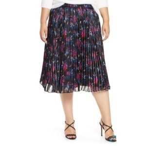 NWT | Halogen Pleated Woven Floral Midi Skirt